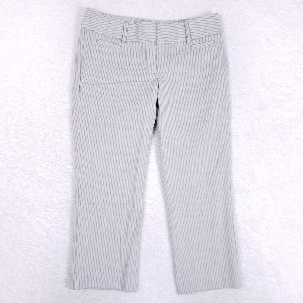 Express Design Studio Pinstripe Dress Pants Sz 4 Grey Career Minimalist Coastal